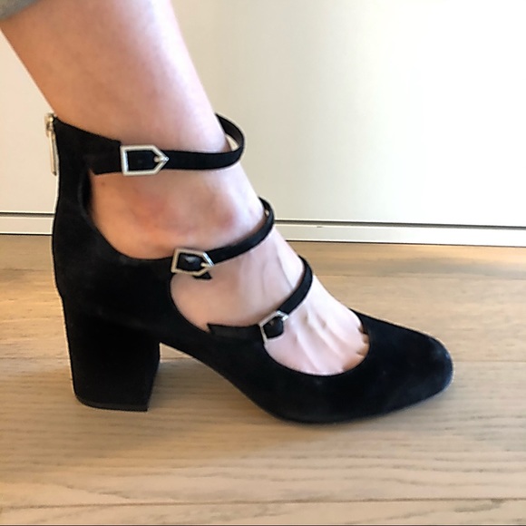 Sam Edelman Shoes - Sam Edelman Black Suede Block Strappy Heels